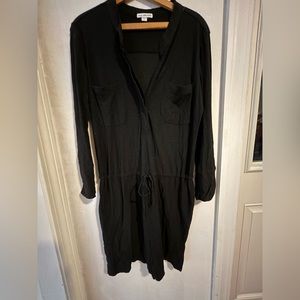 James Perse size 2 cotton dress with pull string waist and long sleeves.